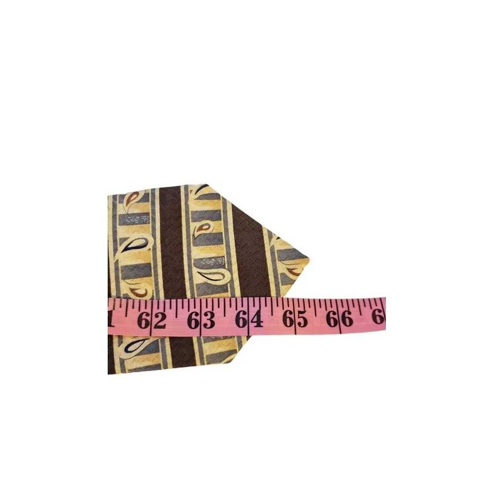 Alexander Lloyd Luxury 100% SILK‎ Men's Designer Striped Brown Cream Long Tie